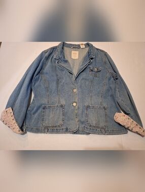 Y2K Vintage Levis Blue Denim Twills Tab Jacket Blazer Studded Size Large